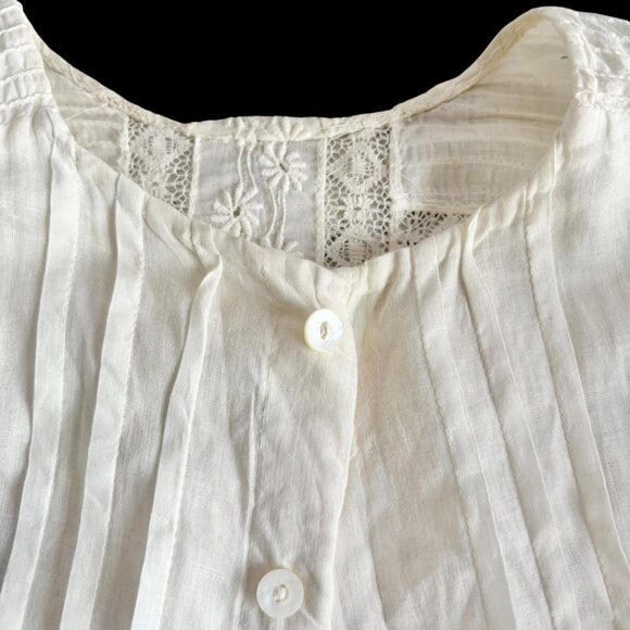 Antique Edwardian White Lacey Cotton Shirtwaist Blouse Bodice - Picture 14 of 16
